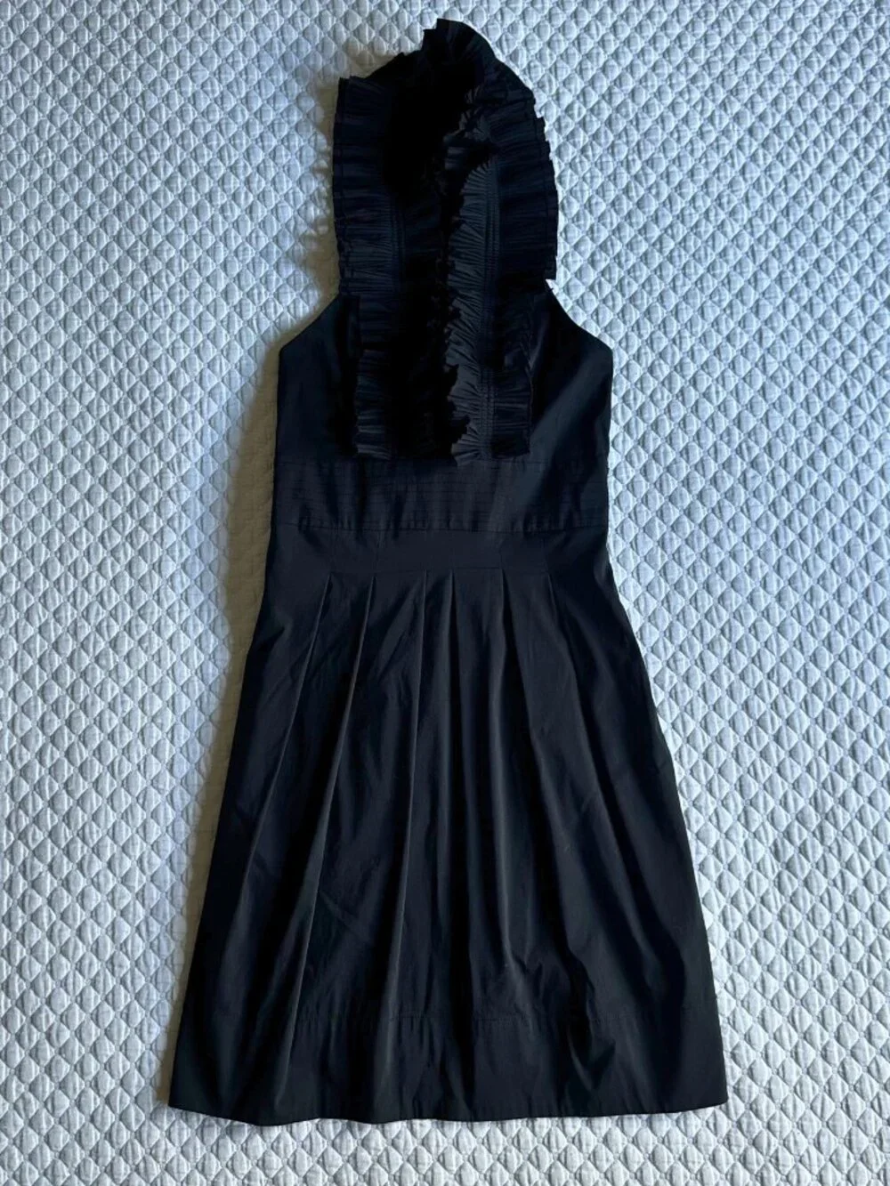 BCBGMAXAZRIA Dress Black Ruffle Halter Mini Pleated Cocktail Dress Size 0 - Picture 2 of 8